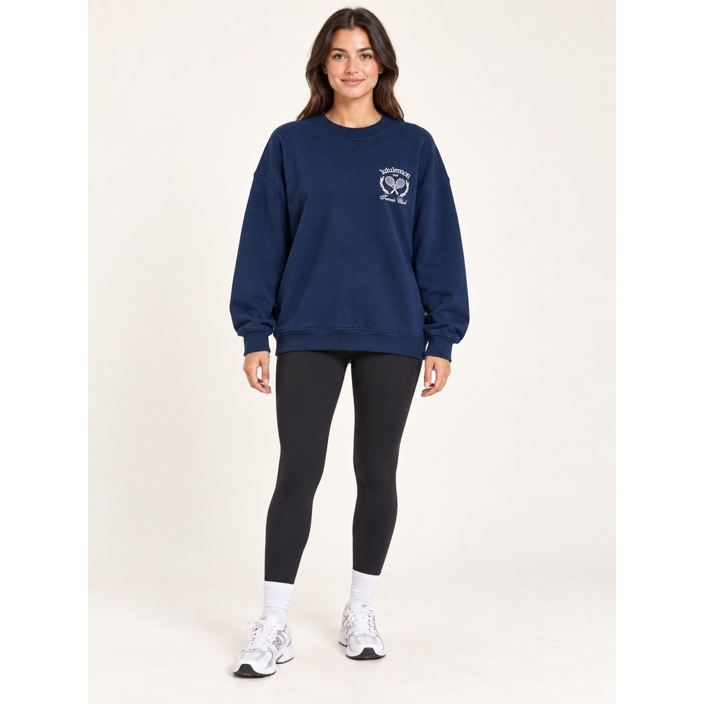 Lululemon Tennis Club Graphic Crewneck Sweatshirt Navy Blue M